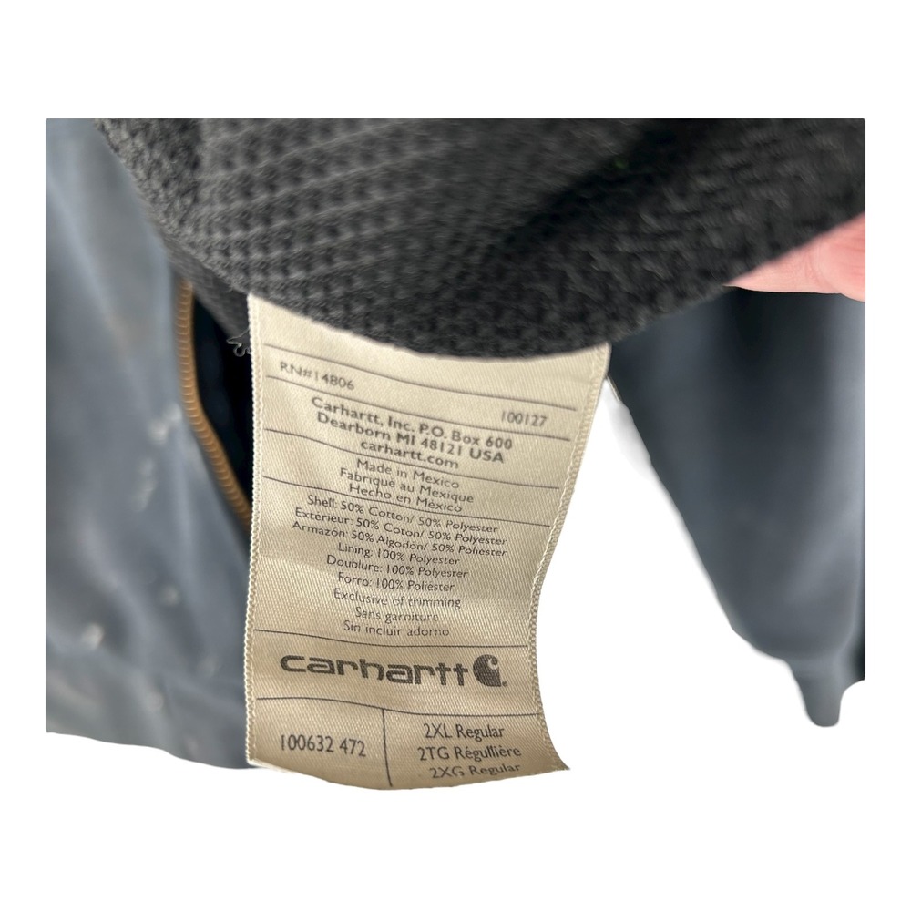 VTG Carhartt Jacket Hoodie Rain Defender Gray Mens 2XL Paint Distressed Read - Picture 5 of 13